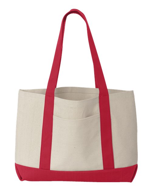 Liberty Bags 8869 Leeward Boater Tote - Natural/ Red - front
