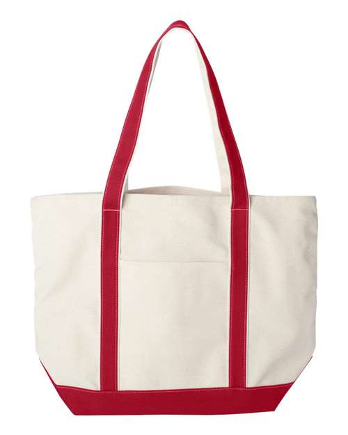 Liberty Bags 8872 Carmel Classic XL Cotton Canvas Resort Tote - Natural/ Red - front