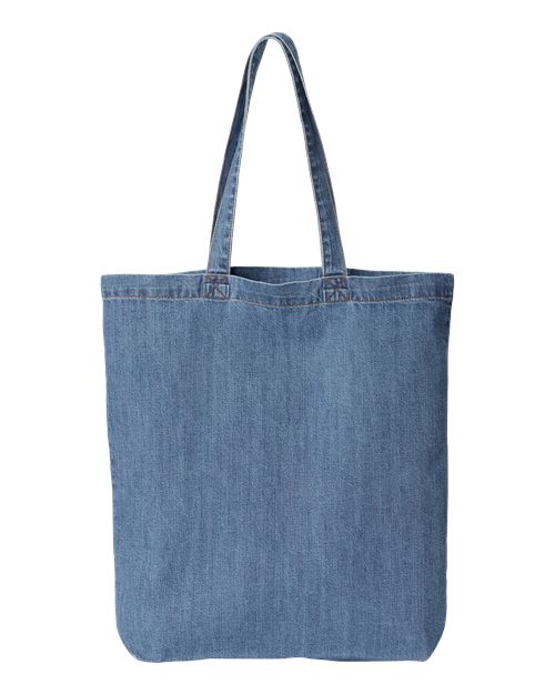Liberty Bags 7761A Cotton Denim Gusseted Tote Bag - Light Blue Denim - back
