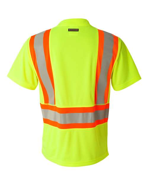 Kishigo 9120-9121 Unisex Class 2 Flat Stitch Self-Fabric Panels T-Shirt - Lime - back