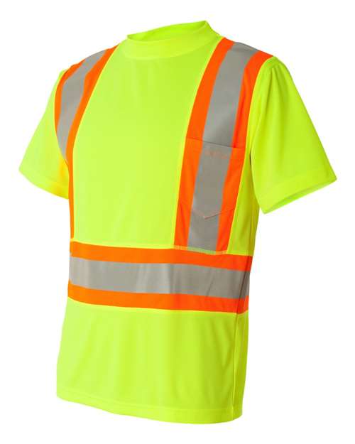 Kishigo 9120-9121 Unisex Class 2 Flat Stitch Self-Fabric Panels T-Shirt - Lime - side