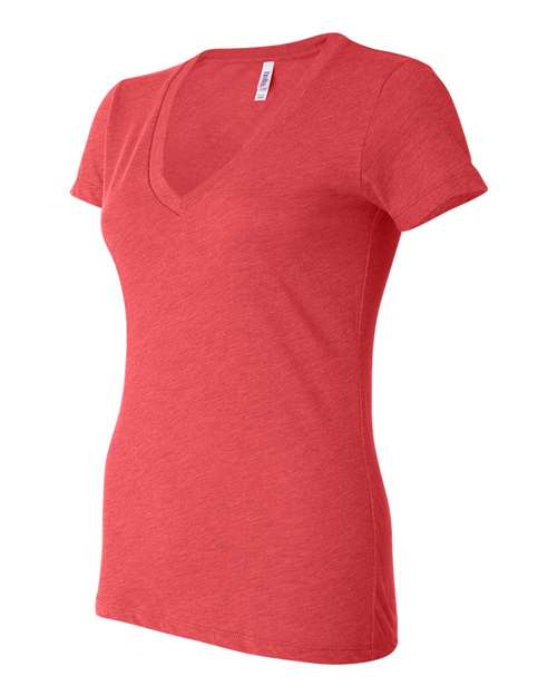 BELLA + CANVAS 8435 Women’s Triblend Deep V-Neck Tee - Red Triblend - side