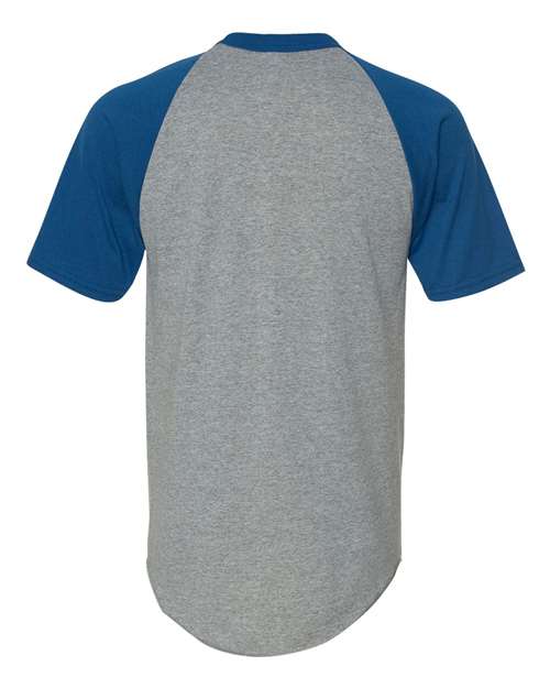Augusta Sportswear 423 Unisex Raglan Baseball Jersey - Athletic Heather/ Royal - back