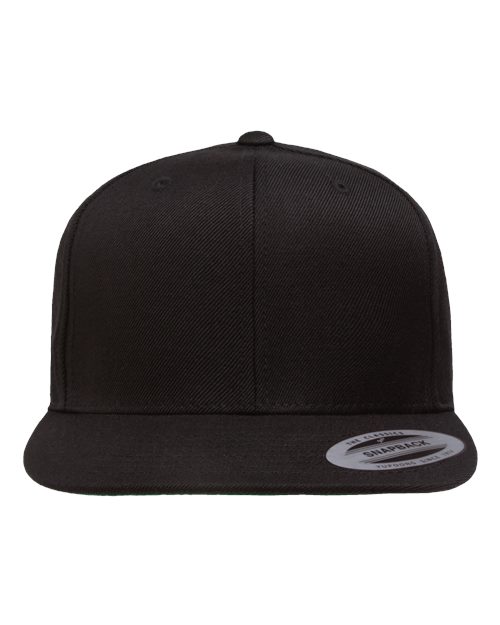 YP Classics 6089M Premium Flat Bill Snapback Cap - Black - front