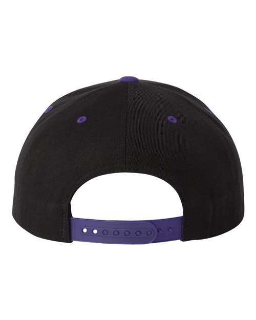 YP Classics 6089M Premium Flat Bill Snapback Cap - Black/ Purple - back