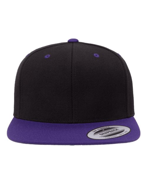YP Classics 6089M Premium Flat Bill Snapback Cap - Black/ Purple - front