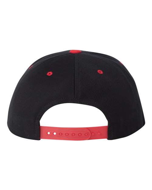 YP Classics 6089M Premium Flat Bill Snapback Cap - Black/ Red - back