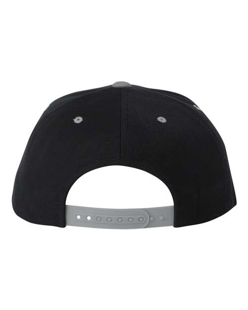 YP Classics 6089M Premium Flat Bill Snapback Cap - Black/ Silver - back