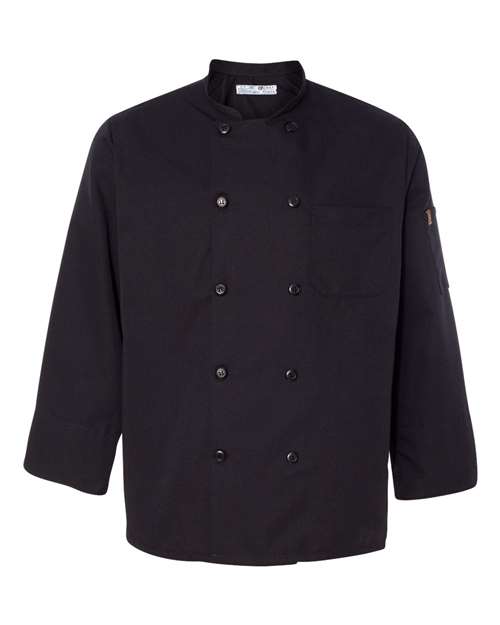Chef Designs 0425 Ten Pearl Button Black Chef Coat - Black - front