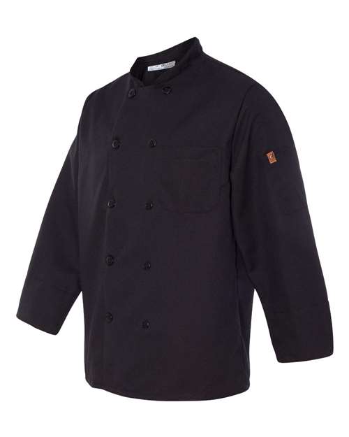 Chef Designs 0425 Ten Pearl Button Black Chef Coat - Black - side