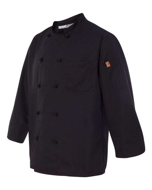 Chef Designs 0427 Black Knot Button Chef Coat - Black - side