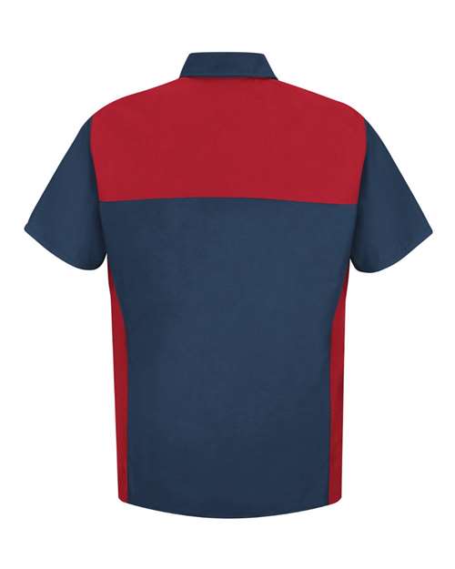Red Kap SP28 Men's Short Sleeve Motorsports Shirt - Navy/ Red - back