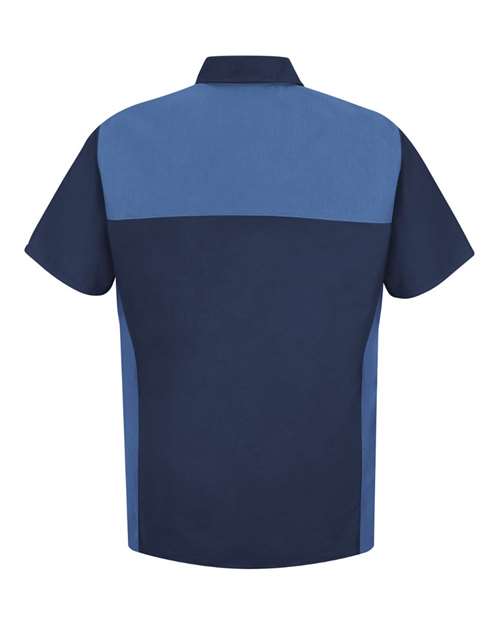 Red Kap SP28 Men's Short Sleeve Motorsports Shirt - Navy/ Postman Blue - back