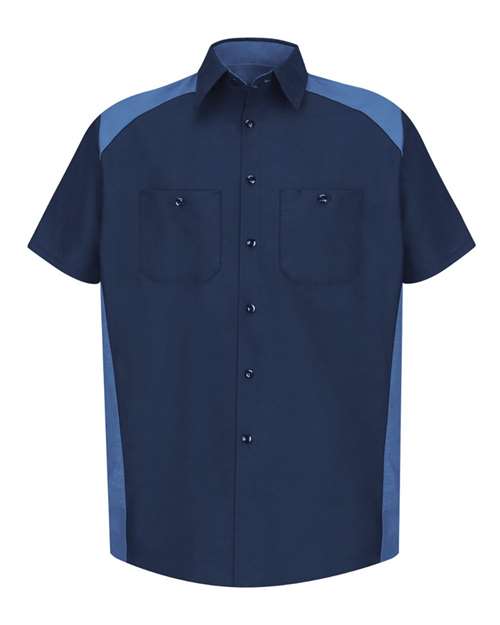 Red Kap SP28 Men's Short Sleeve Motorsports Shirt - Navy/ Postman Blue - front