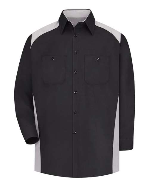 Red Kap SP18 Men's Motorsports Shirt - Black/ Silver - front