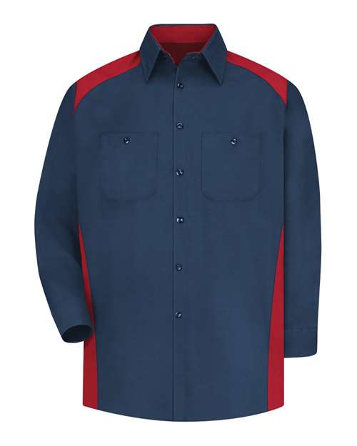 Red Kap SP18 Men's Motorsports Shirt - Navy/ Red - front