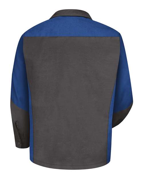 Red Kap SY10 Men's Long Sleeve Automotive Crew Shirt - Charcoal/ Royal - back