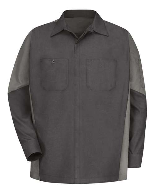 Red Kap SY10 Men's Long Sleeve Automotive Crew Shirt - Charcoal/ Grey - front