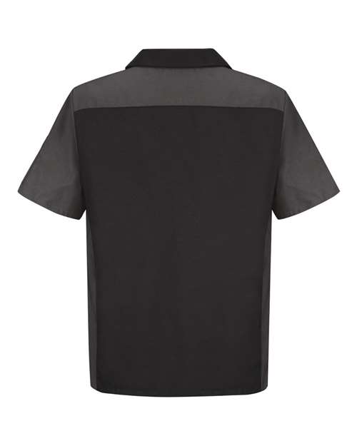 Red Kap SY20 Men's Short Sleeve Automotive Crew Shirt - Black/ Charcoal - back