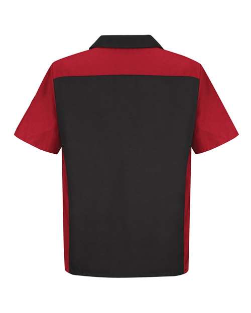 Red Kap SY20 Men's Short Sleeve Automotive Crew Shirt - Black/ Red - back