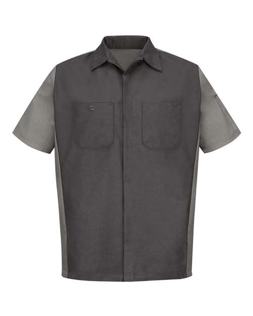 Red Kap SY20 Men's Short Sleeve Automotive Crew Shirt - Charcoal/ Grey - front
