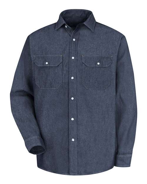 Red Kap SD78 Men's Deluxe Denim Long Sleeve Shirt - Denim - front