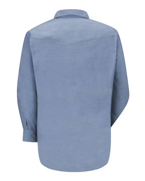 Red Kap SC14 Men's Deluxe Western Style Long Sleeve Shirt - Light Blue - back
