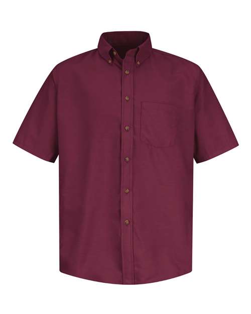 Red Kap SP80 Men's Poplin Short Sleeve Dress Shirt - Burgundy - front
