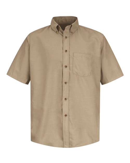 Red Kap SP80 Men's Poplin Short Sleeve Dress Shirt - Khaki - front