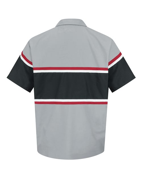 Red Kap SP24GM Men's Technician Shirt - Grey/ Black/ Red - back