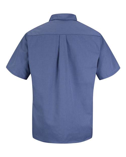 Red Kap SP84 Men's Mini-Plaid Uniform Short Sleeve Shirt - Grey/ Blue Plaid - back