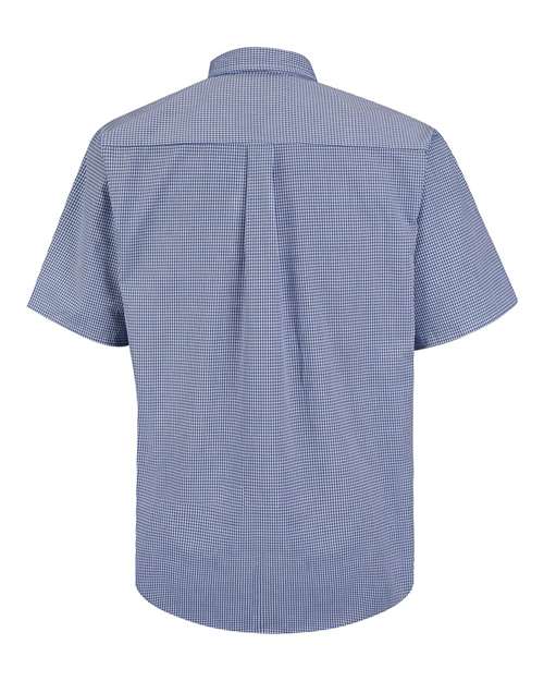 Red Kap SP84 Men's Mini-Plaid Uniform Short Sleeve Shirt - White/ Blue Plaid - back