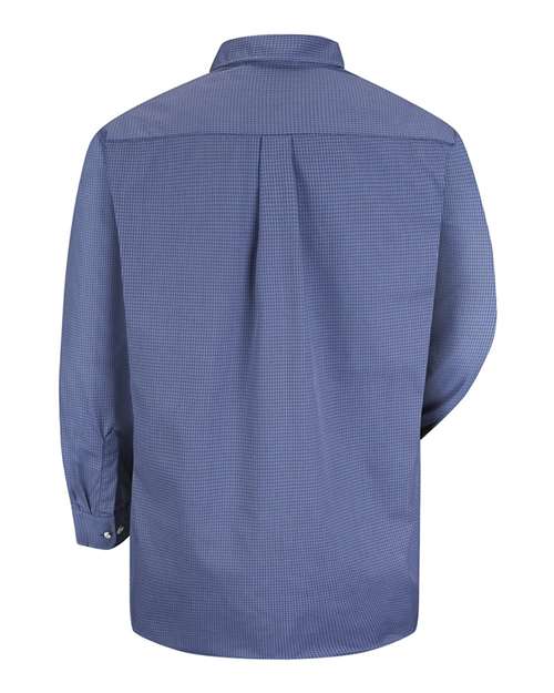 Red Kap SP74 Men's Mini-Plaid Uniform Long Sleeve Shirt - Grey/ Blue Plaid - 345 - back