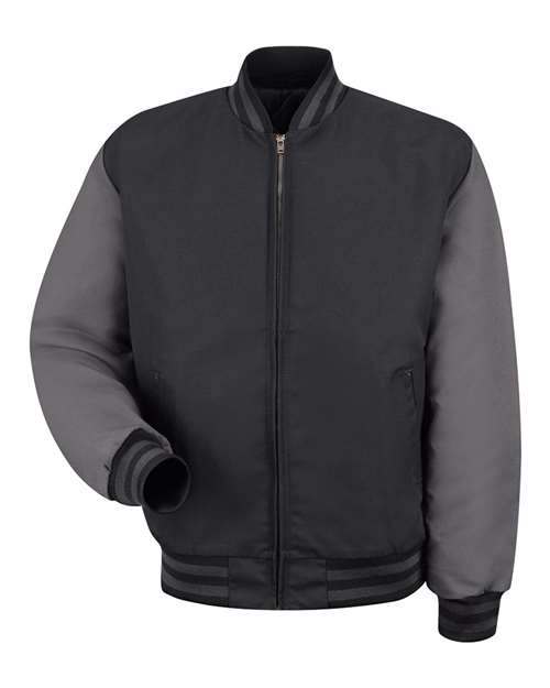 Red Kap JT40 Men's Duo-Tone Team Jacket - Black/ Charcoal - front