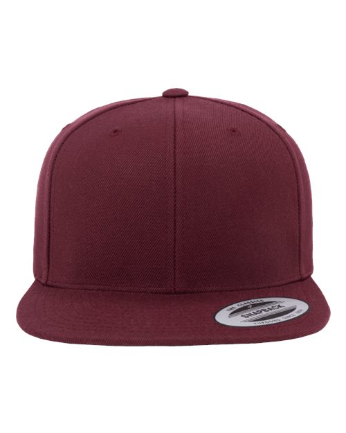 YP Classics 6089M Premium Flat Bill Snapback Cap - Maroon - front