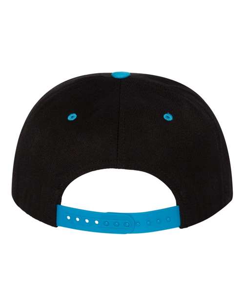 YP Classics 6089M Premium Flat Bill Snapback Cap - Black/ Teal - back
