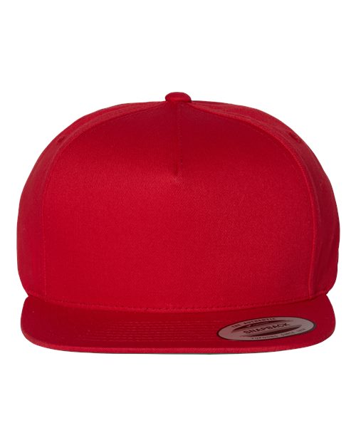 YP Classics 6007 Five-Panel Cotton Twill Snapback Cap - Red - front