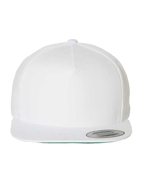 YP Classics 6007 Five-Panel Cotton Twill Snapback Cap - White - front