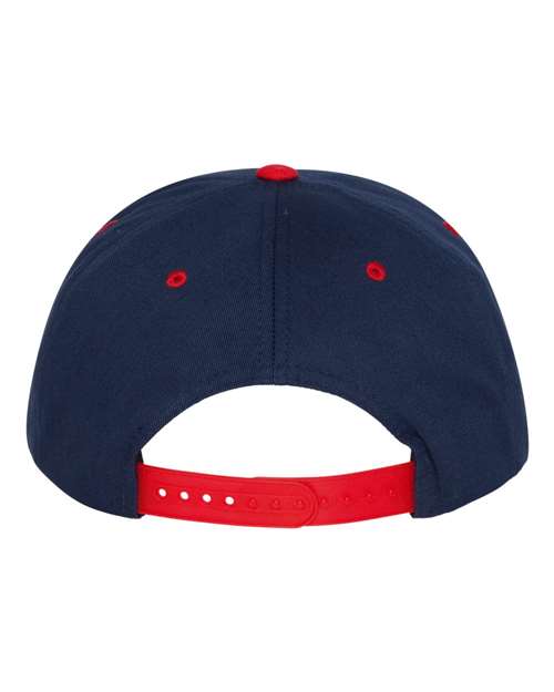 YP Classics 6007 Five-Panel Cotton Twill Snapback Cap - Navy/ Red - back