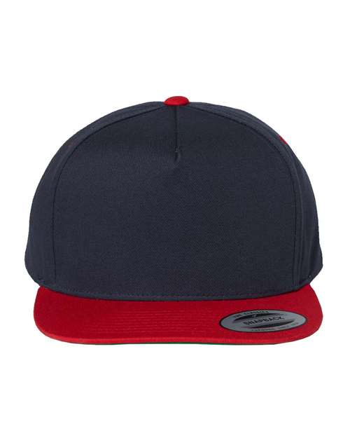 YP Classics 6007 Five-Panel Cotton Twill Snapback Cap - Navy/ Red - front