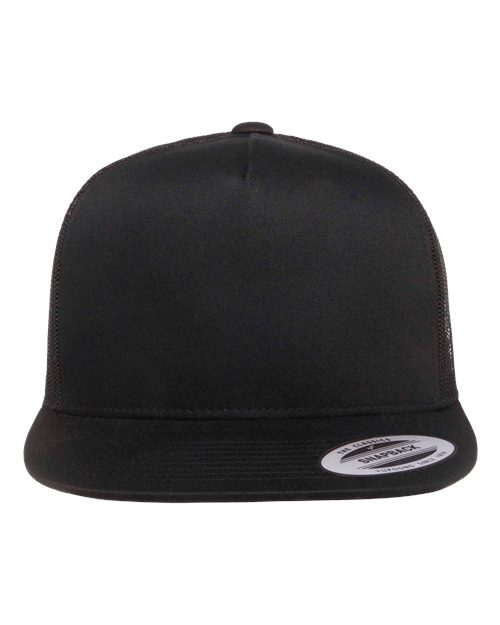 YP Classics 6006 Classic Five-Panel Trucker Cap - Black - front