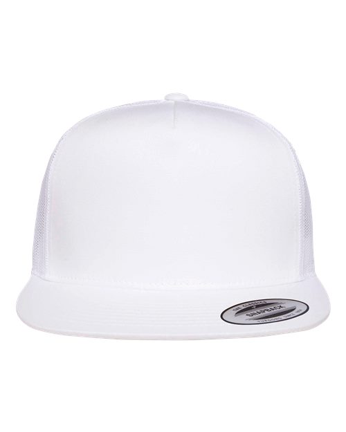 YP Classics 6006 Classic Five-Panel Trucker Cap - White - front