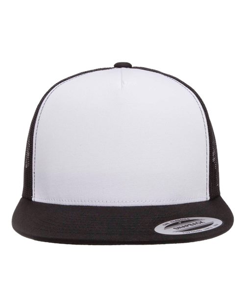 YP Classics 6006 Classic Five-Panel Trucker Cap - Black/ White/ Black - front