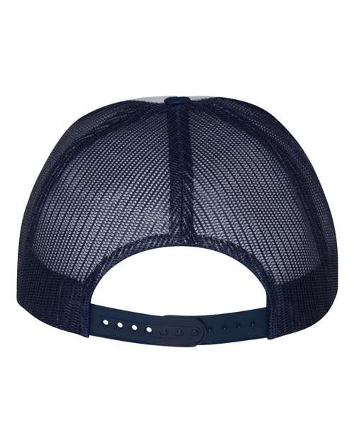 YP Classics 6006 Classic Five-Panel Trucker Cap - Navy/ White/ Navy - back