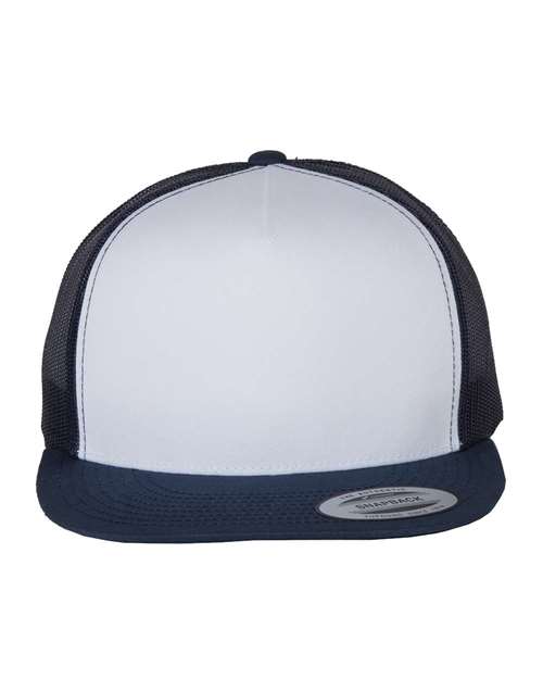 YP Classics 6006 Classic Five-Panel Trucker Cap - Navy/ White/ Navy - front