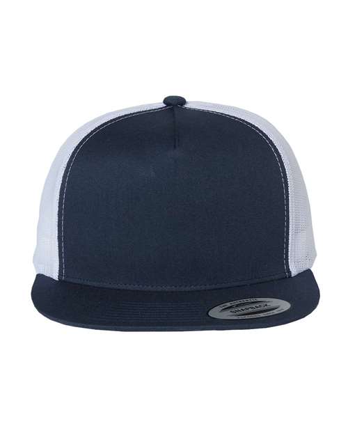 YP Classics 6006 Classic Five-Panel Trucker Cap - Navy/ White - front