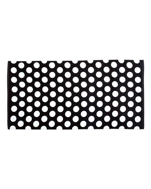 Carmel Towel Company C3060P Polka Dot Velour Beach Towel - Black - front
