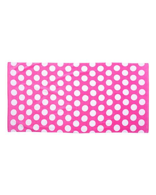 Carmel Towel Company C3060P Polka Dot Velour Beach Towel - Hot Pink - front