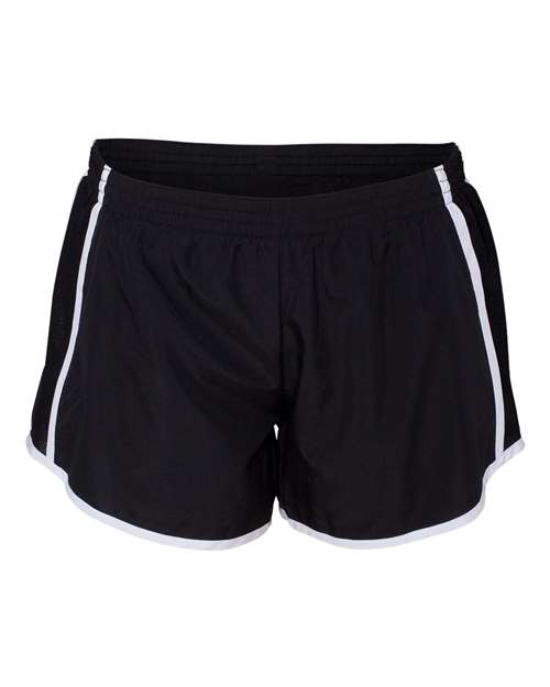 Augusta Sportswear 1265 Women's Pulse Team Running Shorts - Black/ Black/ White - front