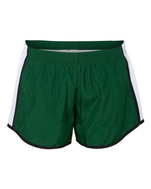 Augusta Sportswear 1265 Women's Pulse Team Running Shorts - Dark Green/ White/ Black - front